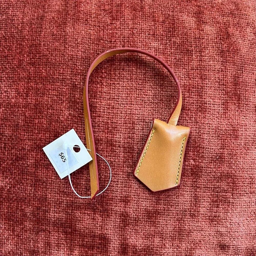 New VACHETTA LEATHER COWHIDE KEY BELL CLOCHETTE Luggage Tag, Tan - Picture 4 of 4